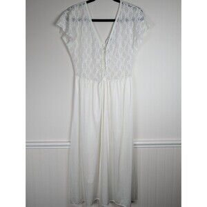 Apostrophe by Sears Nightgown Womens L (M) White Ruffled Lace Bodice Vintage USA